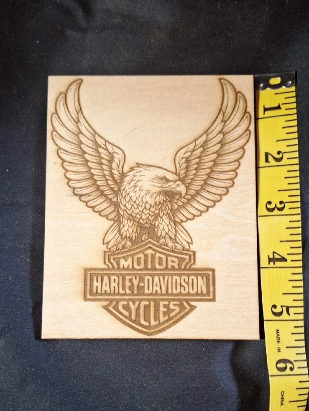 New Artisan Harley-Davidson Eagle Laser Engraved Wood Plaque